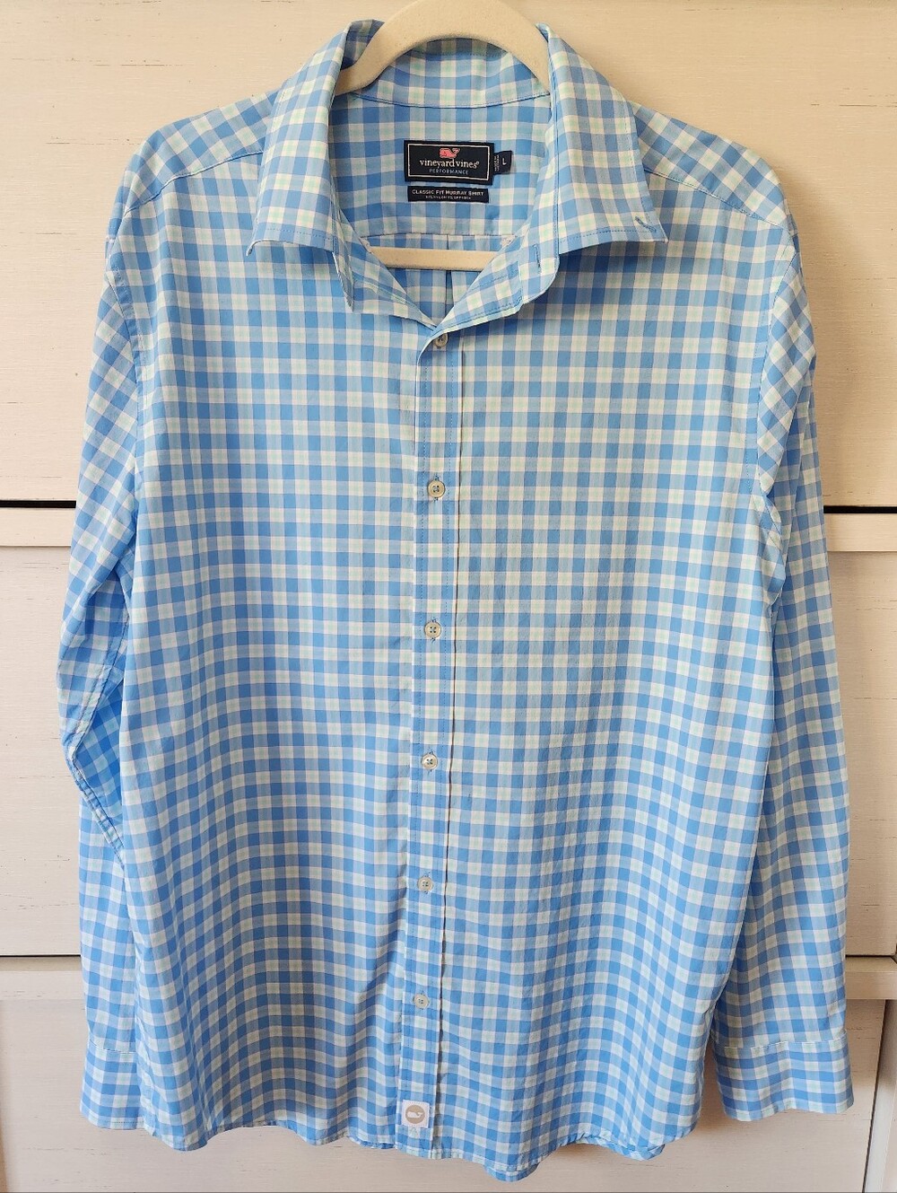 Vineyard Vines Performance Classic Fit Murray Shirt Mens Large Blue White Preppy